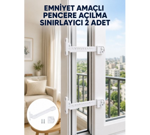 Emniyet Amaçlı Pencere Açılma Sınırlayıcı Aparat 2 Adet Yeni Nesil