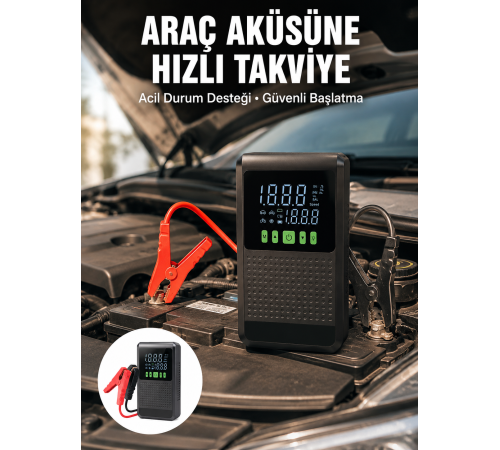 Araç İçin Akü Takviye Cihazı ve Kablosuz Hava Kompresörü Yeni Nesil
