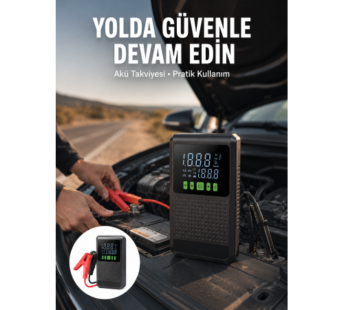 Şarjlı Araç Akü Takviyeli Hava Pompası Powerbank Özellikli Yeni Nesil