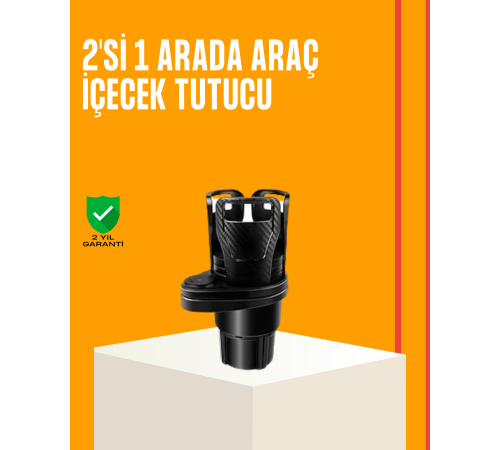 Oto Bardak Tutucu 360° Döner Çift Bölmeli Karbon Fiber Tasarım