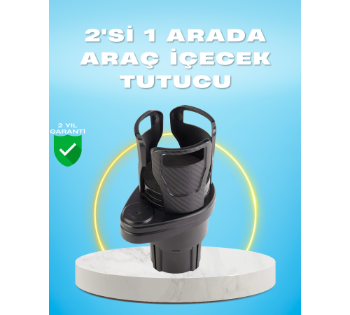 Çiftli Araba Bardak Tutucu Karbon Fiber Görünümlü 360° Ayarlı