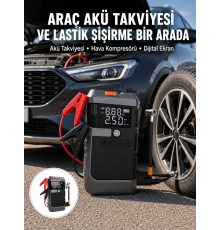 Araç İçin 4 Fonksiyonlu Akü Takviye ve Lastik Şişirme Cihazı Yeni Nesil