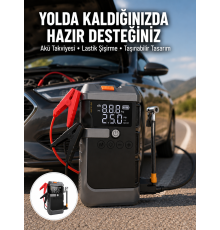 Işıklı Hava Kompresörlü Taşınabilir Akü Takviye Ünitesi Yeni Nesil