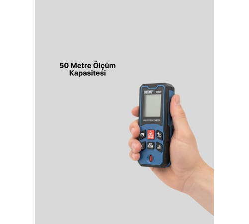 50 Metre Lazer Ölçüm Cihazı Alan ve Mesafe Hesaplama