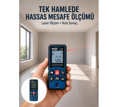 Lazer Metre 50 MT Hassas ve Hızlı Ölçüm Özellikli Yeni Nesil