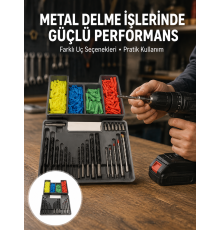 Kapsamlı Matkap Ucu Seti Organizer Kutulu Ahşap Metal Beton Delme Yeni Nesil