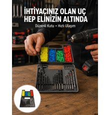 Matkap Ucu Seti 24 Parça Organizer Kutulu Ahşap Metal Beton Uyumlu Yeni Nesil