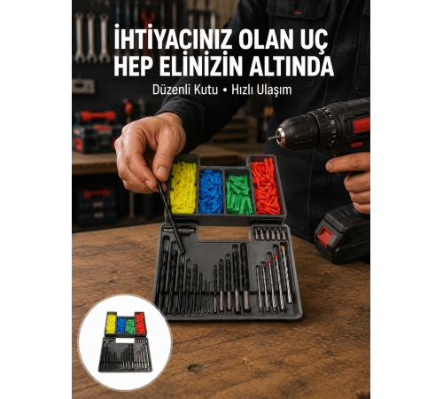 Matkap Ucu Seti 24 Parça Organizer Kutulu Ahşap Metal Beton Uyumlu Yeni Nesil