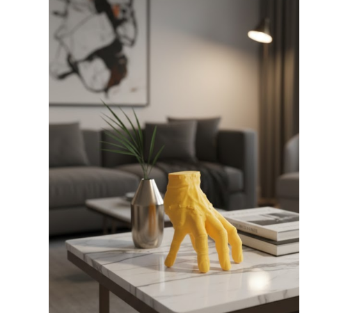3D Sarı El Dekoratif Biblo 17x16 cm Modern Ev Aksesuarı