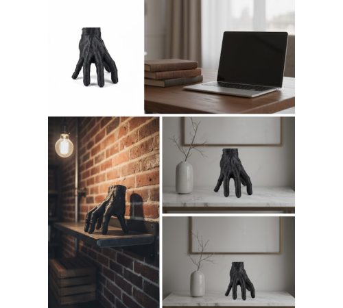 3D Modern Siyah El Biblo 17x16 cm Ev ve Ofis Dekorasyonu