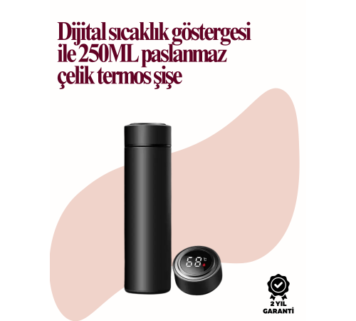 250ml LED Ekranlı Paslanmaz Çelik Akıllı Termos