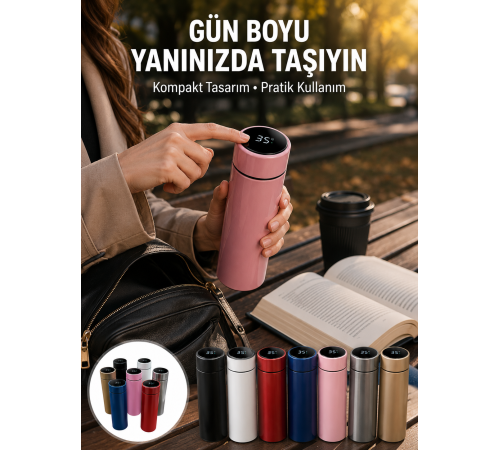 LED Sıcaklık Ölçerli 250 ml Yalıtımlı Termos Şişe Yeni Nesil