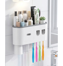 Banyo Organizer Diş Fırçası Tutucu Çift Dispenserli Raflı Çekmeceli