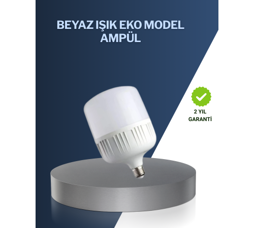Şarjlı LED Torch Ampul 30 Watt Beyaz Işık Enerji Tasarruflu