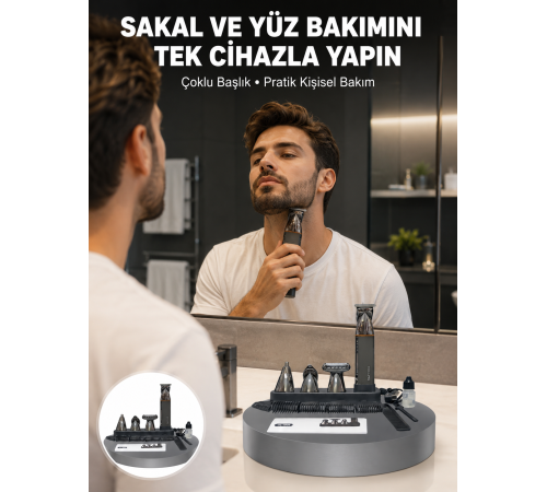 Çok Fonksiyonlu 9’u 1 Arada Tıraş Makinesi Şarjlı Saç Sakal Düzeltici Yeni Nesil