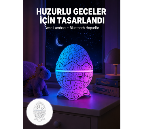 Bluetooth Hoparlör Özellikli 7 Renkli Gece Aydınlatması Yeni Nesil