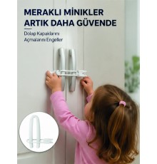 4 Adet Dolap Emniyet Kilidi Çocuk Güvenliği İçin Güçlü ve Dayanıklı Set Yeni Nesil