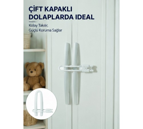 4 Adet Çocuk Güvenlik Dolap Kilidi Dayanıklı ve Uzun Ömürlü Tasarım Yeni Nesil