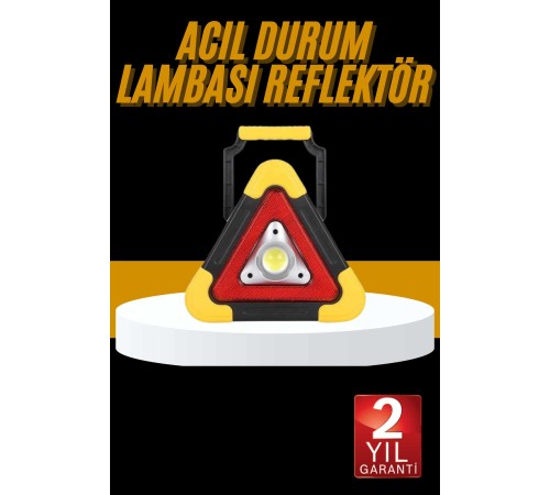 Reflektör Işıklı Ikaz Lambası Şarjlı Çok Fonksiyonlu Işıklı Üçgen Reflektör