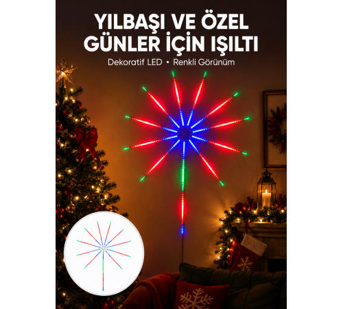 Akıllı RGB LED Havai Fişek Duvar Lambası Kumandalı ve Uygulama Kontrollü Yeni Nesil