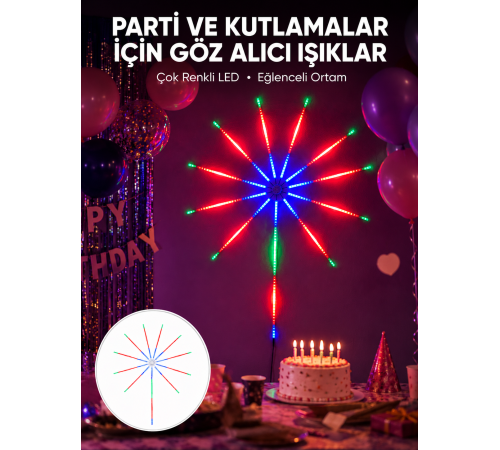 RGB LED Duvar Dekoru Sökülebilir Kollu Havai Fişek Işık Sistemi Yeni Nesil
