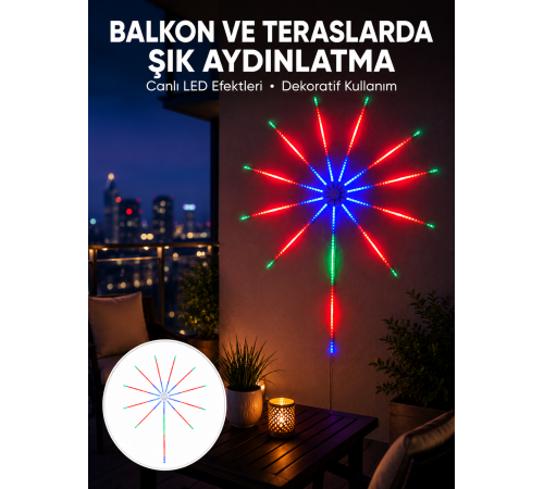Uygulama Destekli RGB LED Havai Fişek Duvar Aydınlatması Yeni Nesil