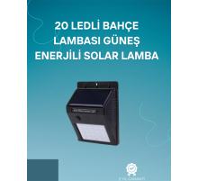 Hareket Sensörlü Solar Lamba | 120° Algılama Açısı, 3-4 Metre Mesafe, Suya Dayanıklı LED