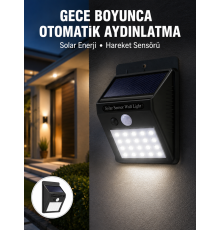 Su Geçirmez 20 LED Solar Aydınlatma | Dış Mekan için PIR Hareket Sensörü ile Akıllı Işık Yeni Nesil