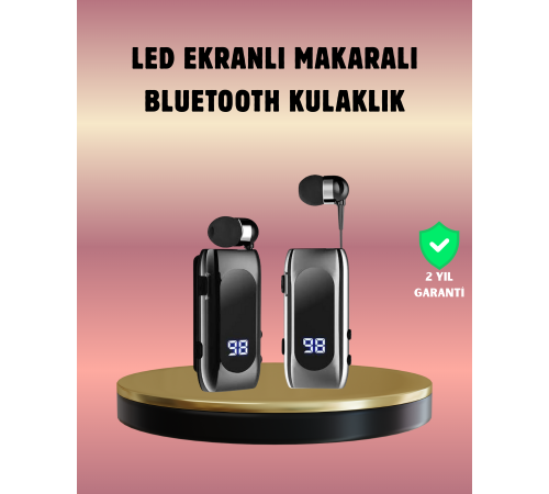 Dijital Göstergeli Bluetooth Kulaklık – Klipsli ve Şık Tasarım