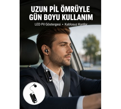 Bluetooth 5.2 Klipsli Kablosuz Kulaklık – Dijital Ekran & Titreşimli Uyarı Yeni Nesil