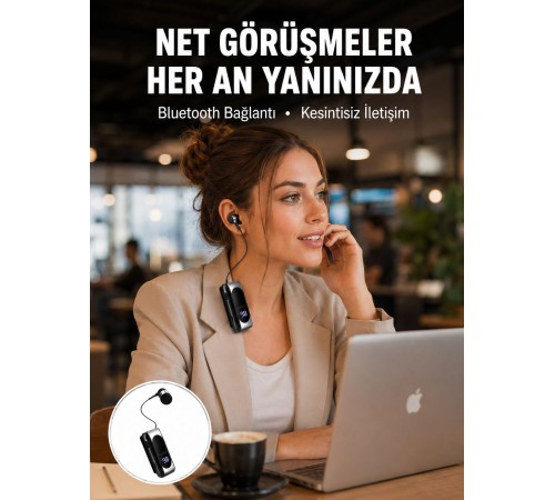 Dijital Göstergeli Bluetooth Kulaklık – Klipsli ve Şık Tasarım Yeni Nesil