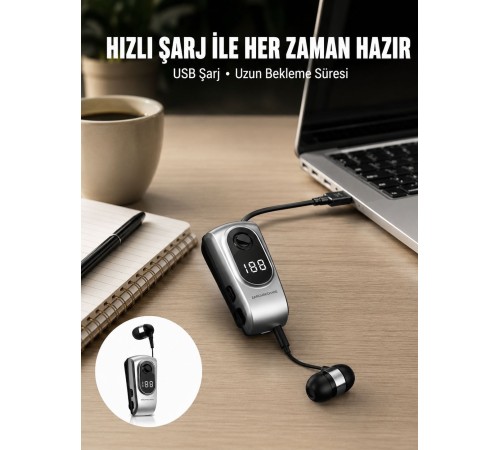 Dijital Ekranlı Bluetooth Kulaklık – Titreşimli Bildirim, 25 Saat Kullanım Yeni Nesil
