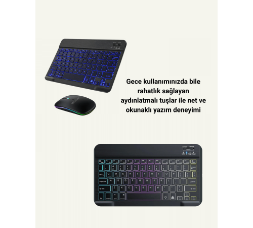 Şık ve Sessiz Tasarımlı Işıklı Klavye Mouse Seti – Şarjlı, Wireless