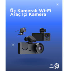 Gelişmiş G-Sensörlü Üçlü Araç Kamerası – 5” LCD Ekran ve Hareket Algılama