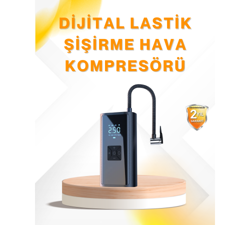 LED Fenerli ve SOS Işıklı Çok Fonksiyonlu Hava Kompresörü