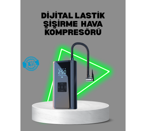 80W Kablosuz Dijital Ekranlı Taşınabilir Lastik Şişirme Pompası
