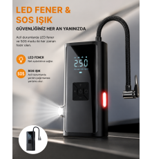 LED Fenerli ve SOS Işıklı Çok Fonksiyonlu Hava Kompresörü Yeni Nesil