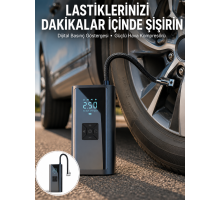 12V Uyumlu Çok İşlevli Akıllı Araç Lastik Pompası Yeni Nesil