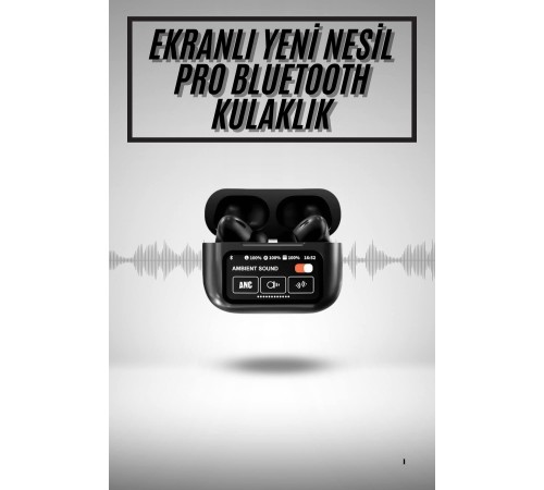 Yeni Nesil ANC Özellikli Çağrı Cevaplayan Dokunmatik Ekranlı Bluetooth Kulaklık Siyah