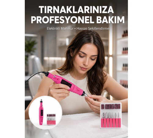 Elektrikli Profesyonel Manikür Pedikür Seti Değiştirilebilir Başlık Seçeneği Yeni Nesil