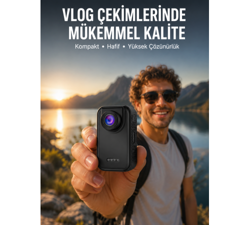 Vlog, Seyahat ve Günlük Video Çekimleri İçin Mini Kamera Yeni Nesil