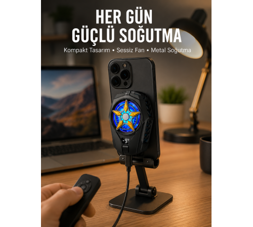 Cep Telefonu Radyatörü – Type-C, 2 Vitesli, Sessiz Soğutma Fanı Yeni Nesil
