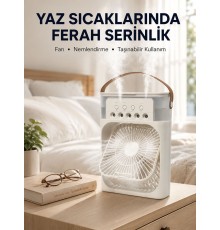Taşınabilir 3'ü 1 Arada Mini Fan | Nemlendirici + Soğutucu + Gece Lambası Yeni Nesil