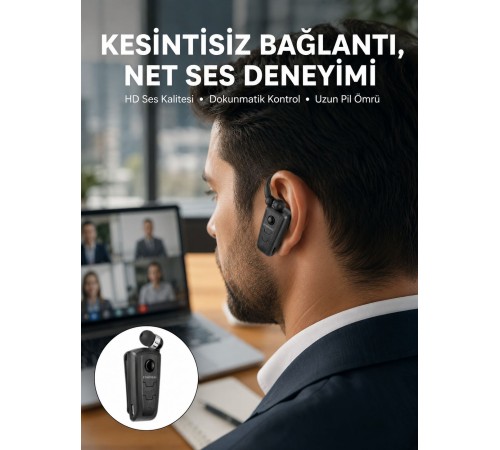 Mikrofonlu Makaralı Bluetooth Kulakiçi Kulaklık Android ve İOS Uyumlu Yeni Nesil