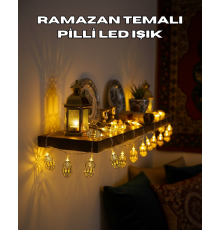Pilli Altın Fenerli Ramazan Işıkları Dekoratif LED Zincir