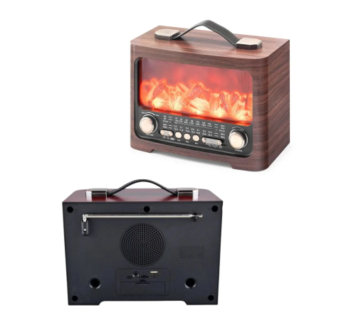 Retro Şömine Tasarımlı Bluetooth Hoparlör FM Radyo USB TF Kart Müzik Çalar