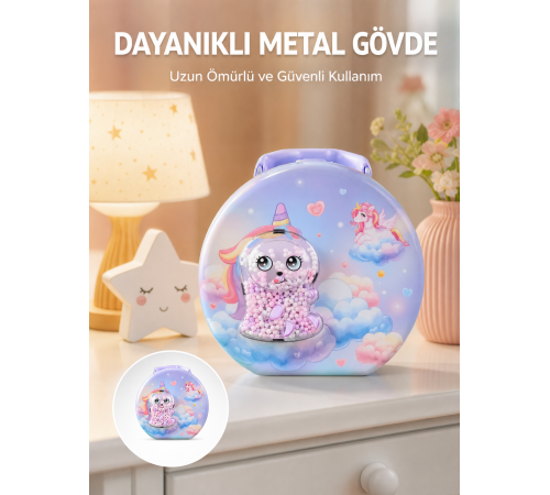 Şifreli Çocuk Para Kasası Metal Gövdeli Güvenli Kutu