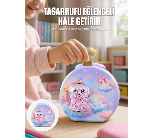 Metal Çocuk Para Kasası Ayarlanabilir Şifreli Kilitli