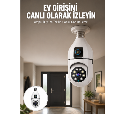 1080P WiFi Ampul Güvenlik Kamerası – Gece Görüş & Uzaktan Erişim Yeni Nesil