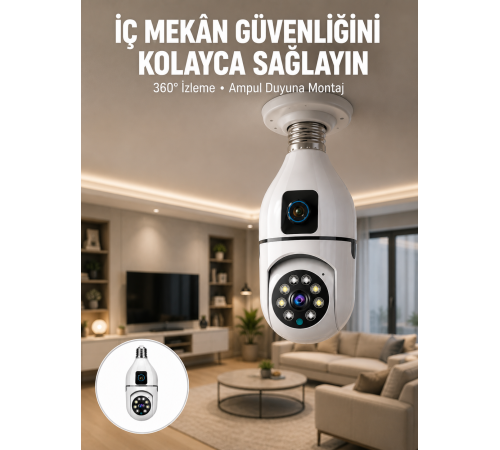 Tak Çalıştır Ampul Kamera – Full HD 1080P Kablosuz Güvenlik Çözümü Yeni Nesil